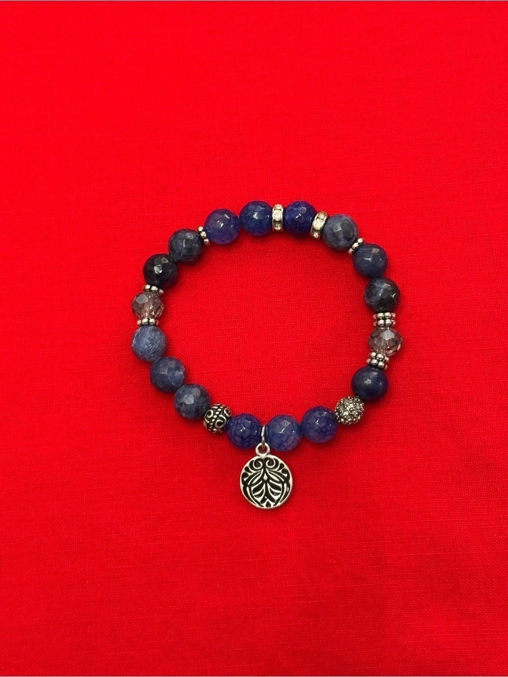 Chico’s Blue Bead Charm Stretch Bracelet